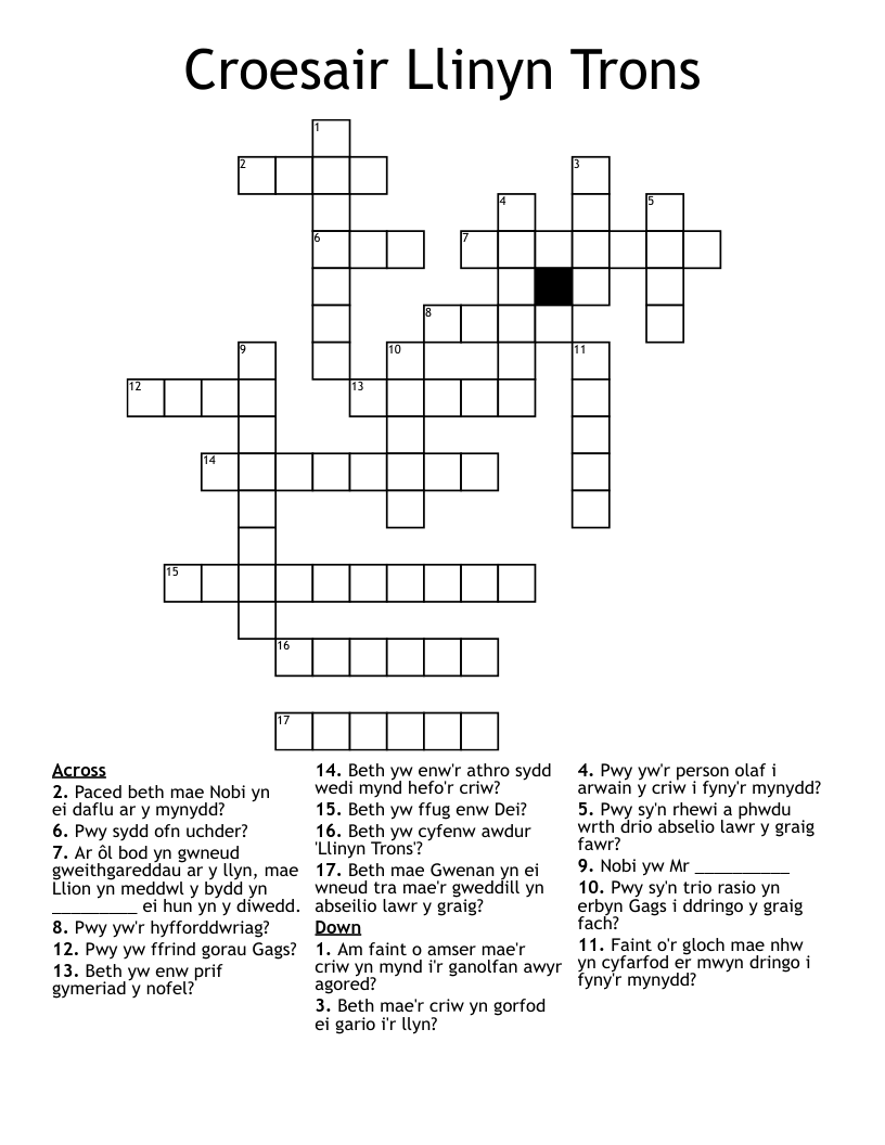 Croesair Llinyn Trons Crossword