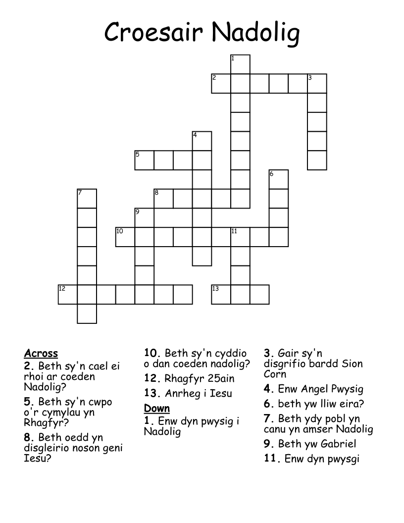 Croesair Nadolig Crossword