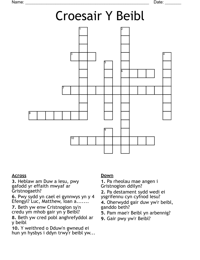 Croesair Y Beibl Crossword