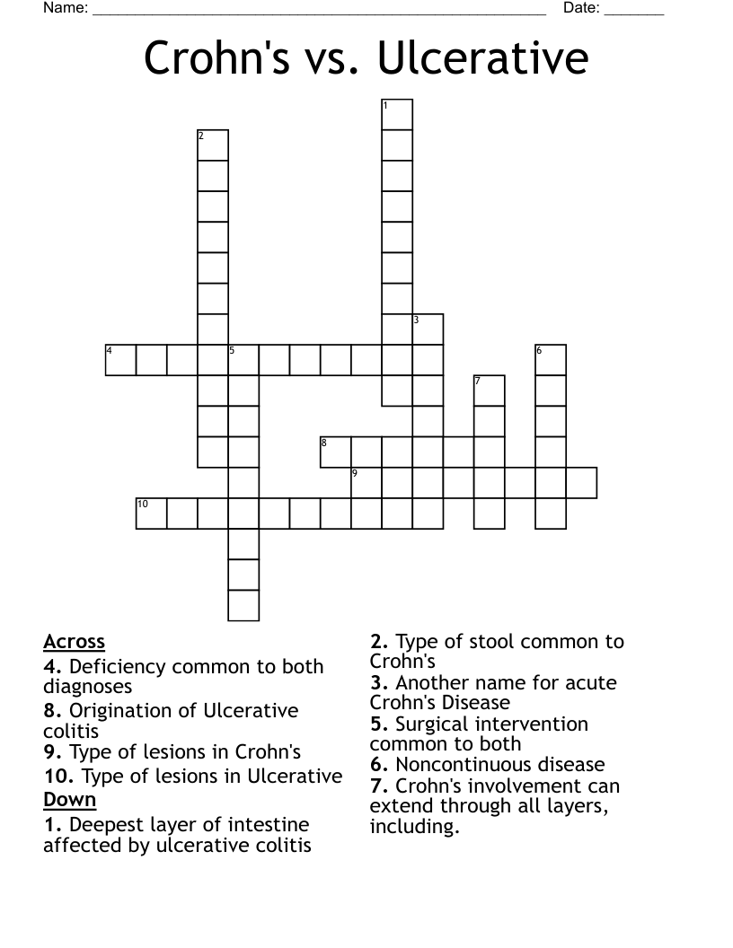 Crohn's vs. Ulcerative Crossword