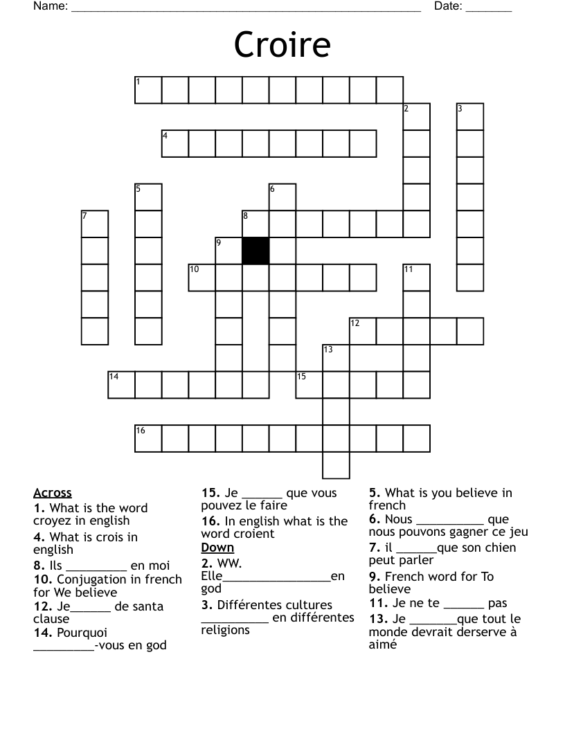 Croire Crossword