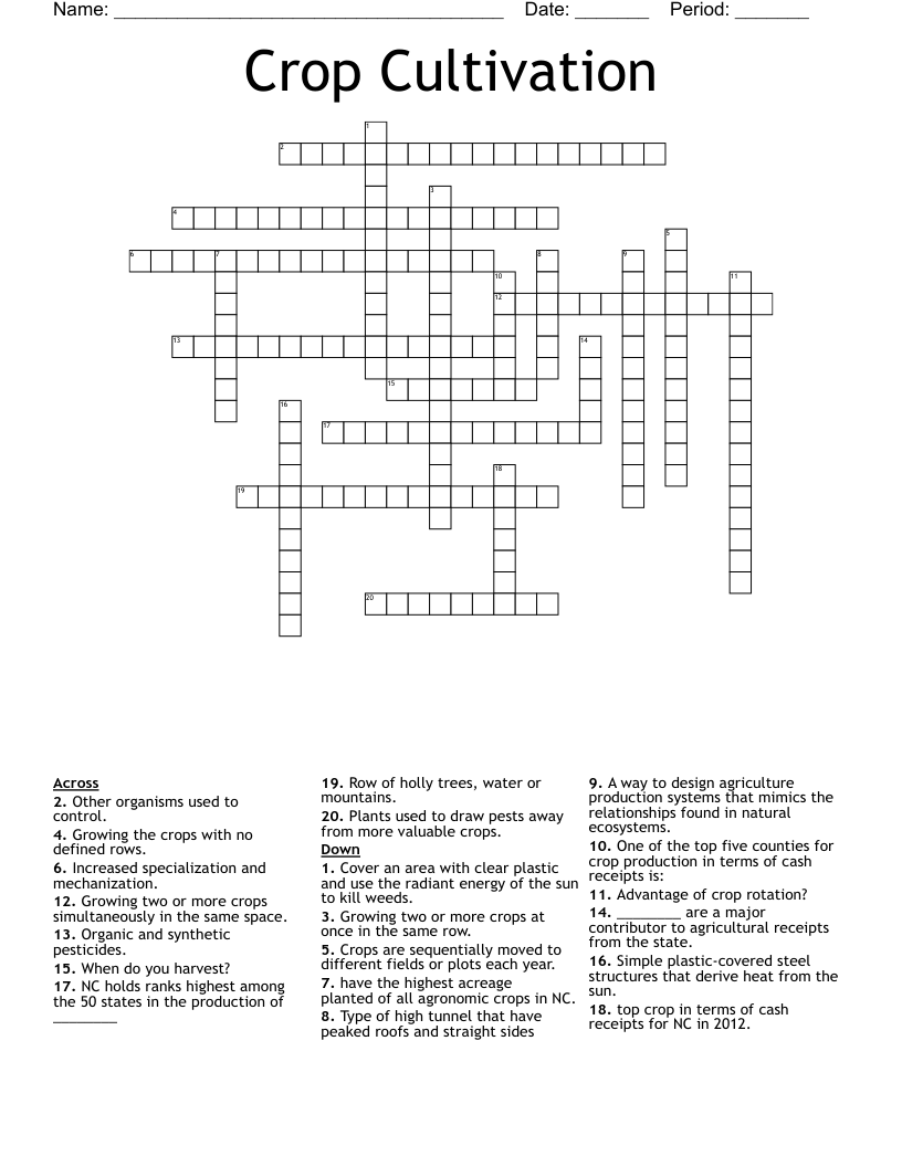 Crop Cultivation Crossword