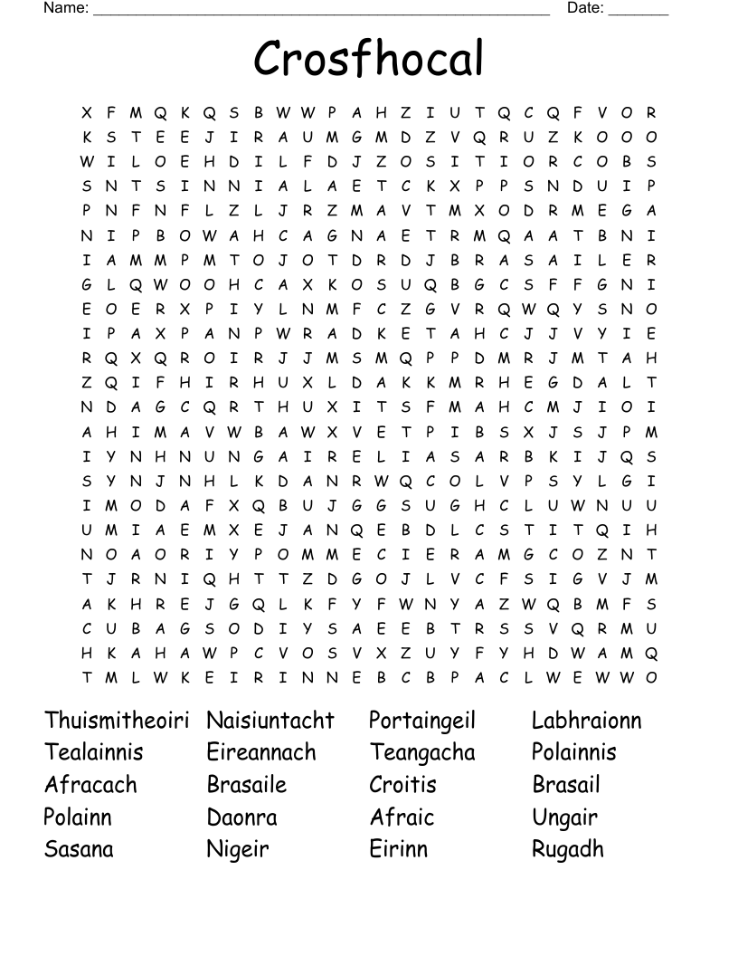 Crosfhocal Word Search