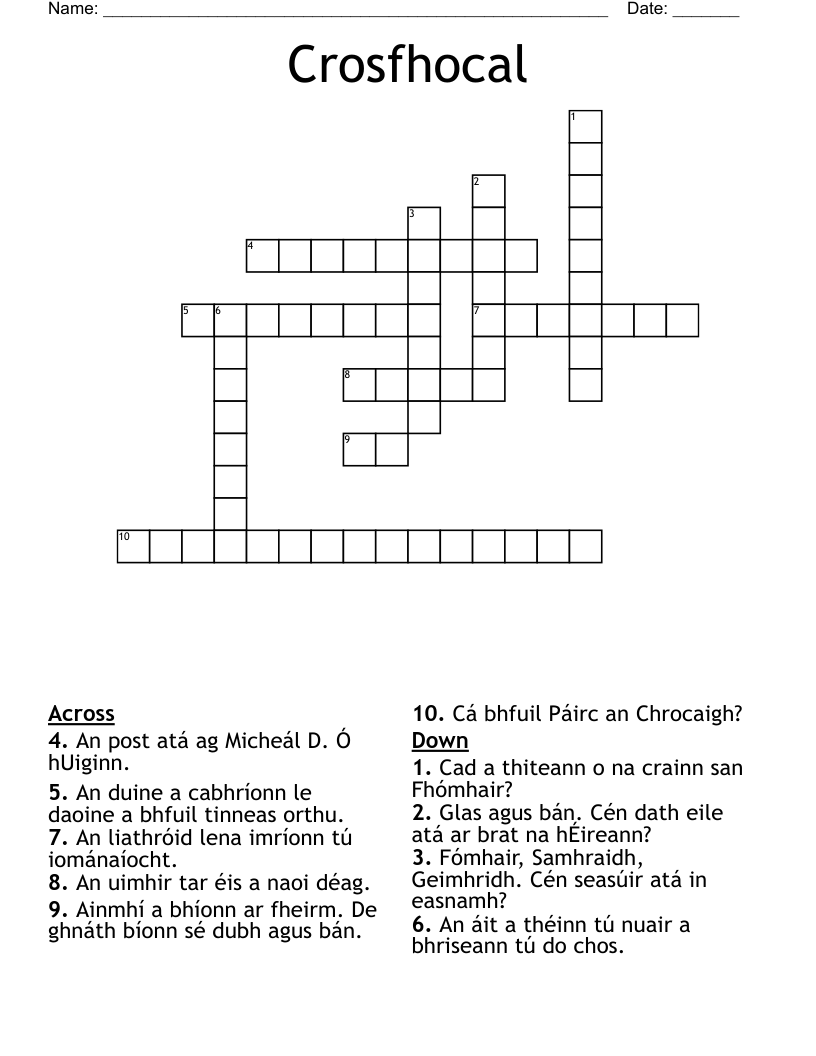 Crosfhocal Crossword