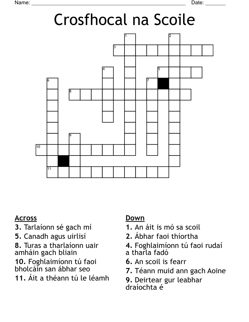 Crosfhocal na Scoile Crossword