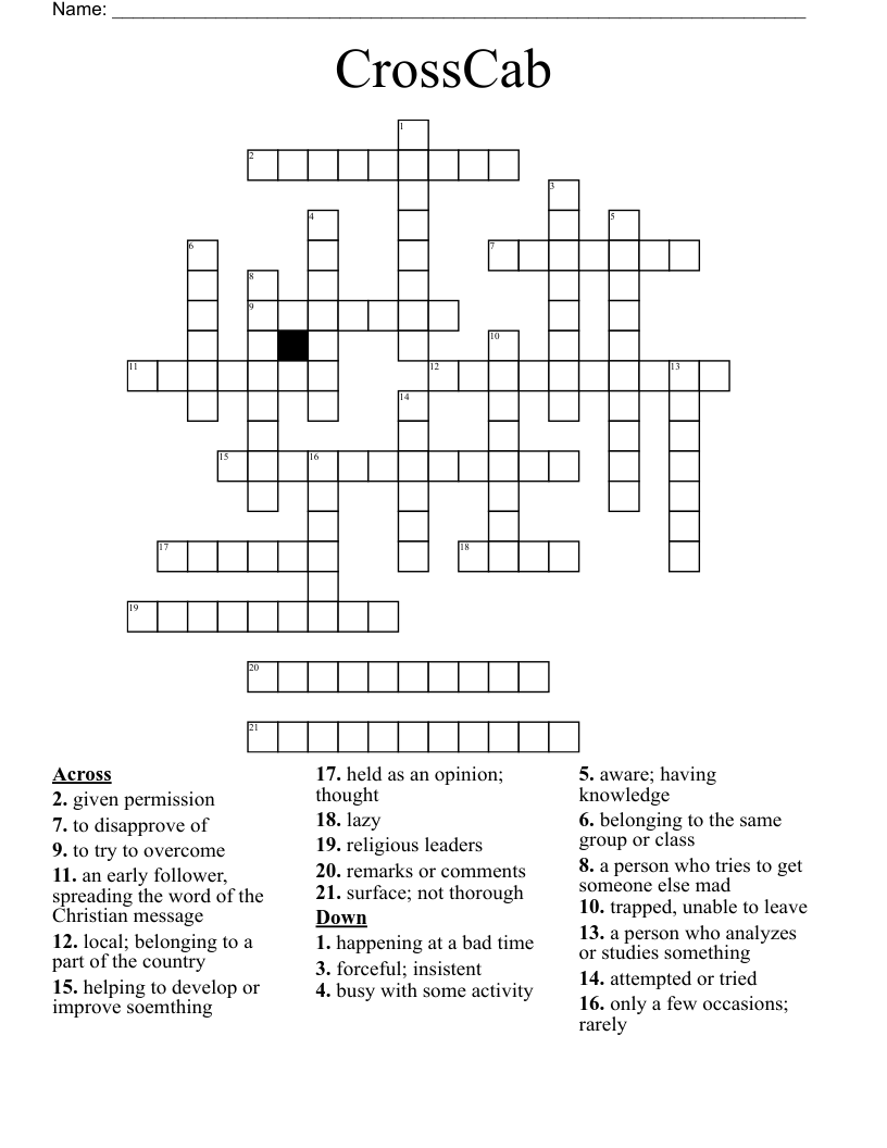 CrossCab Crossword