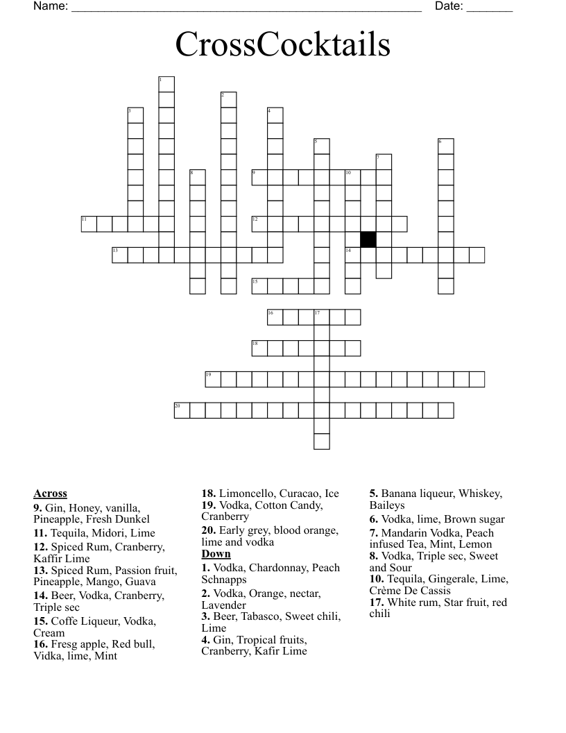 CrossCocktails Crossword