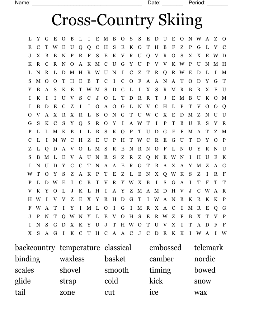 Cross-Country Skiing Word Search