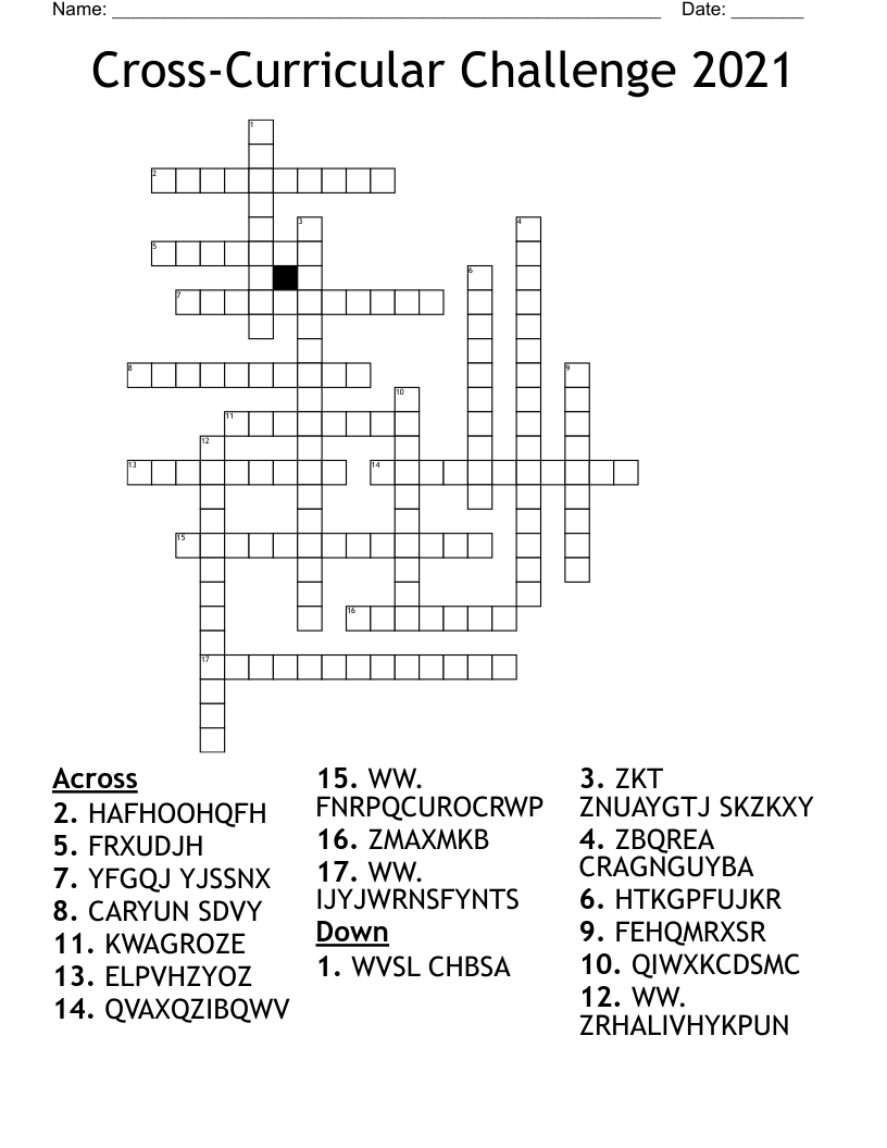 Cross-Curricular Challenge 2021 Crossword