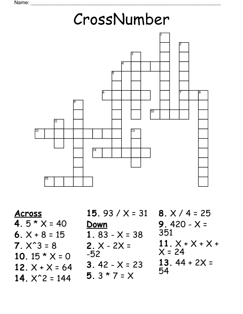 CrossNumber Crossword