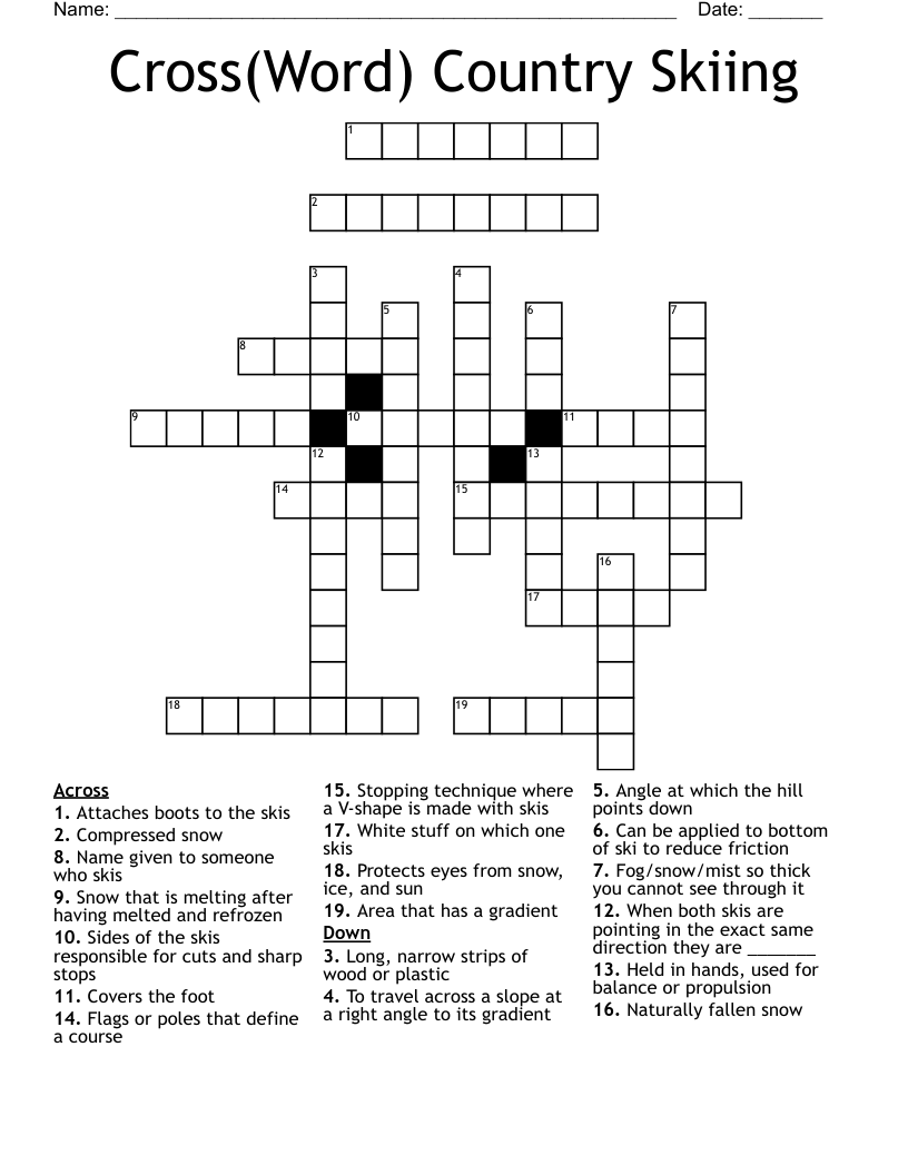 Cross(Word) Country Skiing Crossword