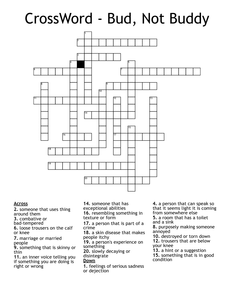 CrossWord - Bud, Not Buddy