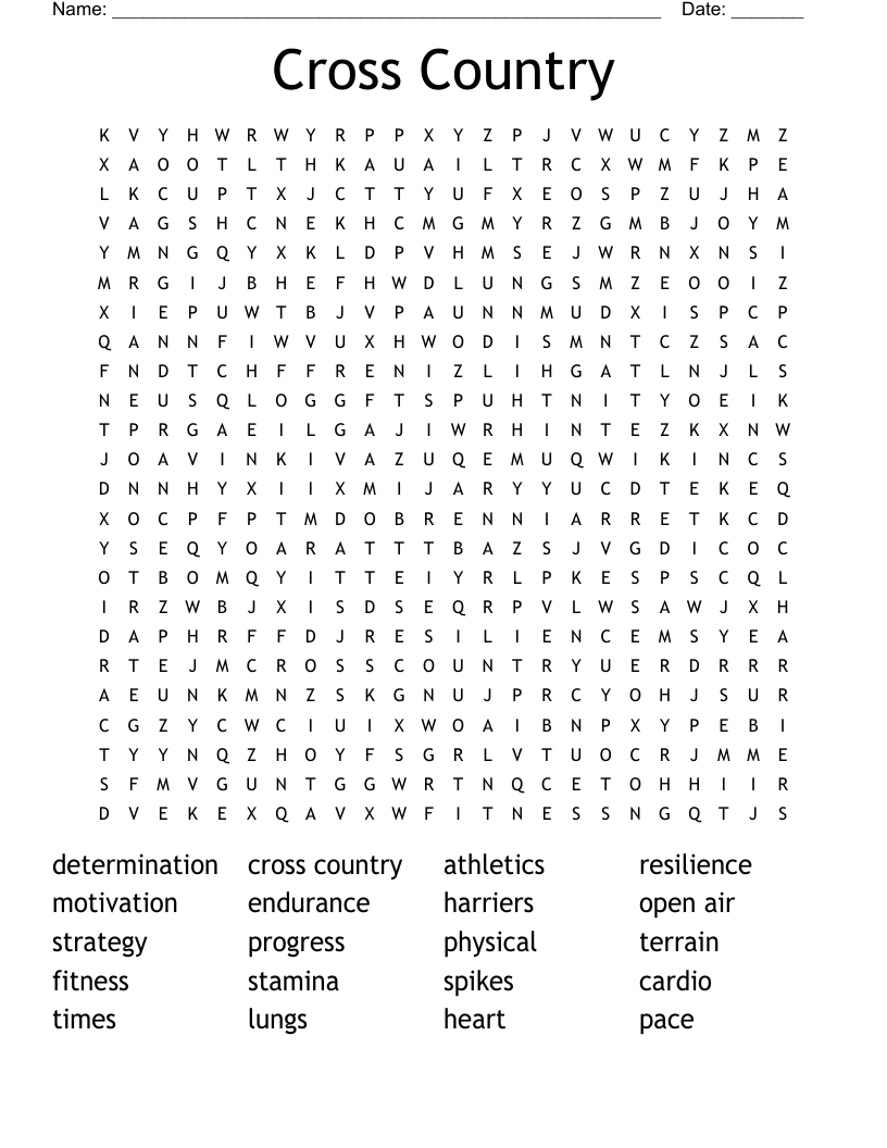Cross Country Word Search