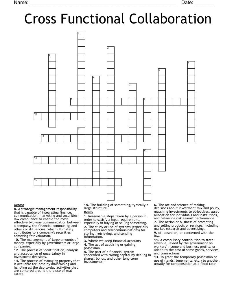 Cross Functional Collaboration Crossword