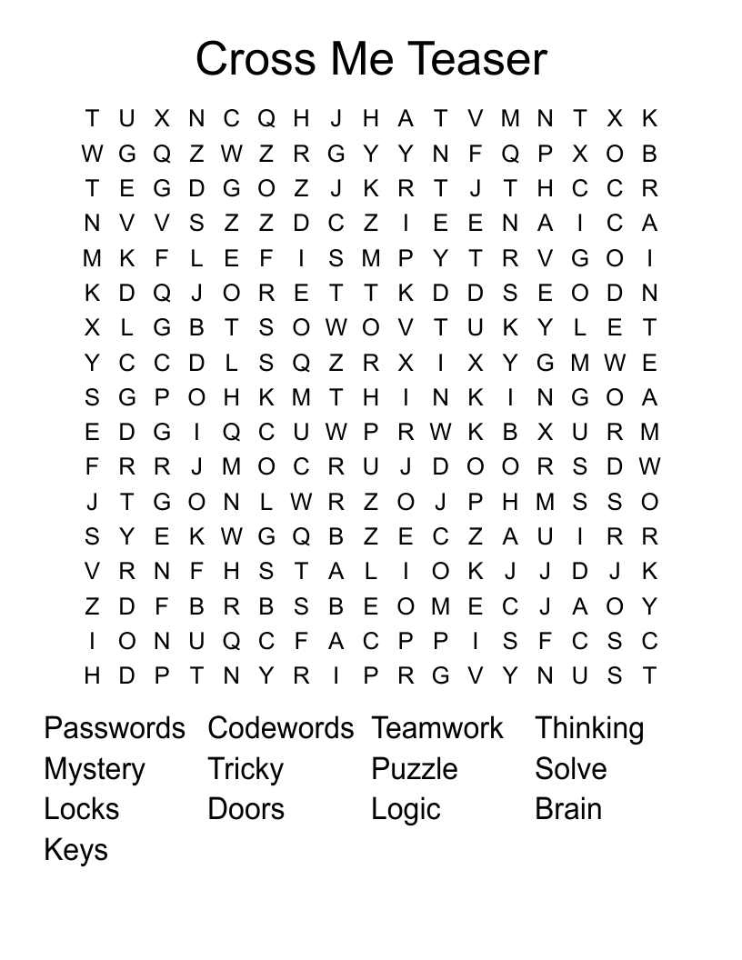 Cross Me Teaser Word Search