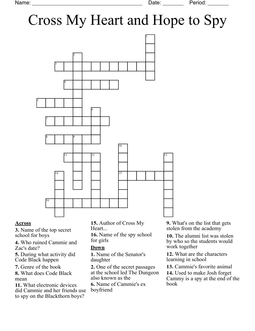 Cross My Heart and Hope to Spy  Crossword