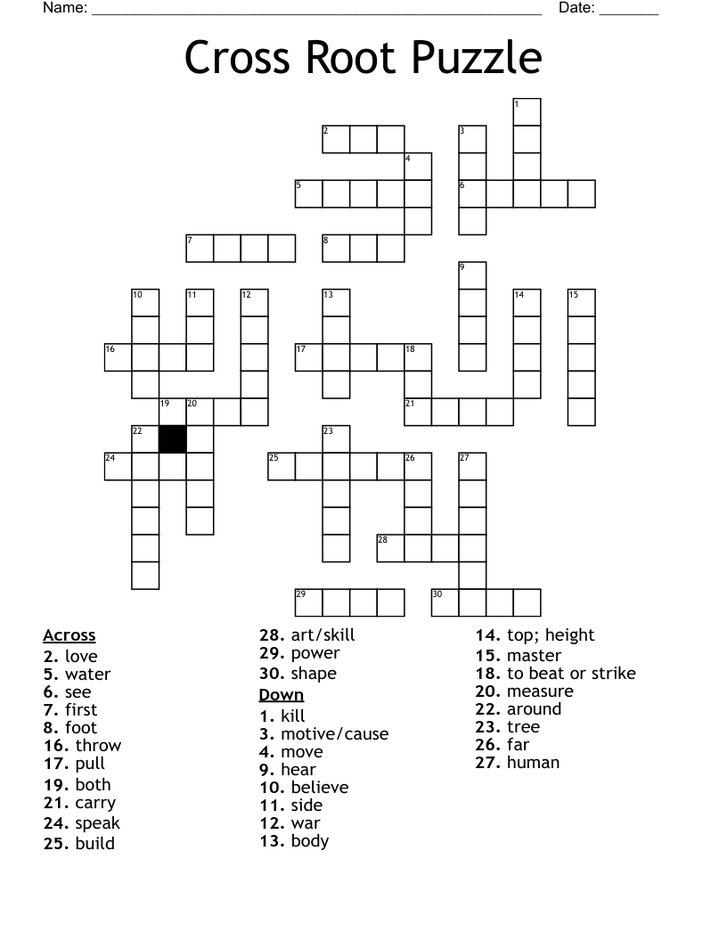 Cross Root Puzzle Crossword