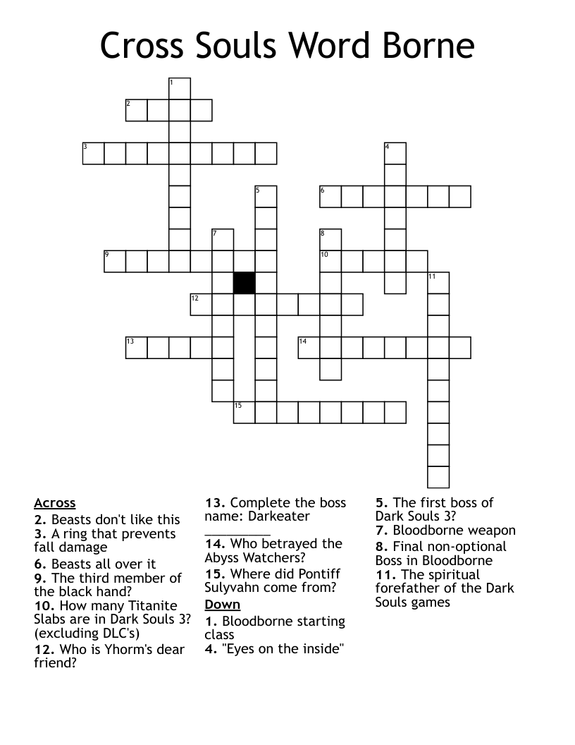 Cross Souls Word Borne  Crossword