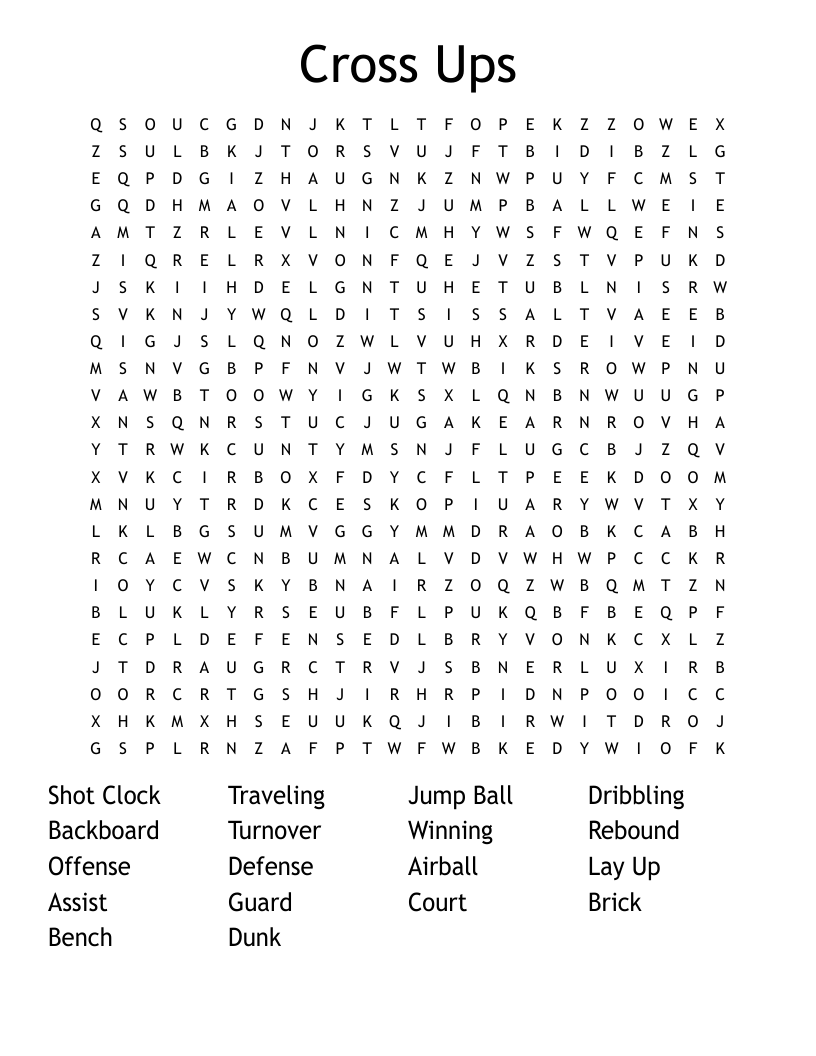 Cross Ups Word Search