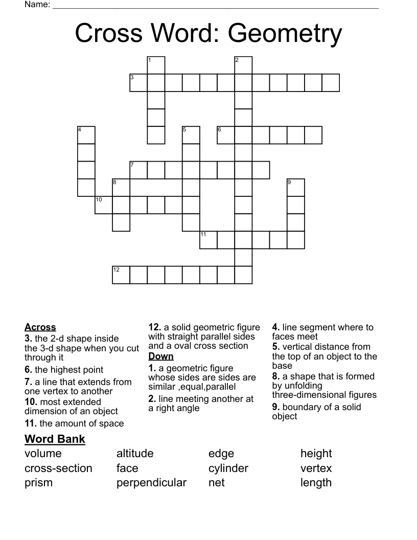 Cross Word: Geometry
