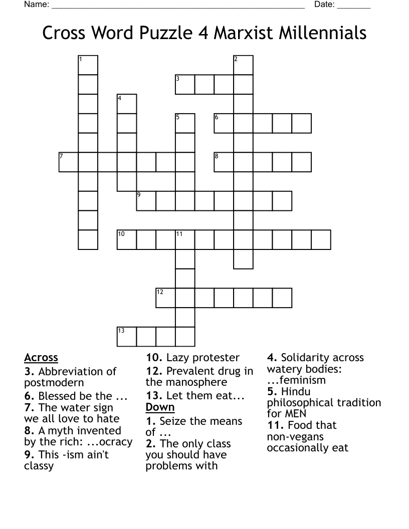 Cross Word Puzzle 4 Marxist Millennials
