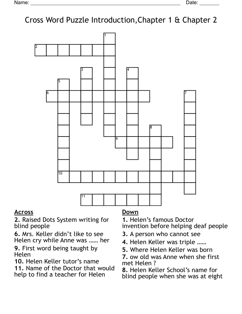 Cross Word Puzzle Introduction,Chapter 1 & Chapter 2