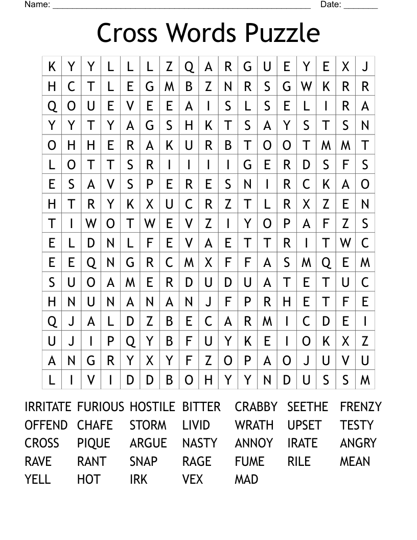 Cross Words Puzzle Word Search