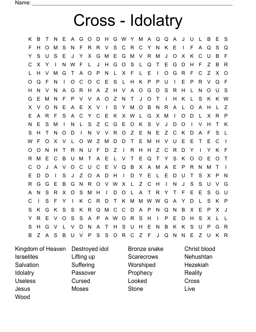Cross - Idolatry  Word Search