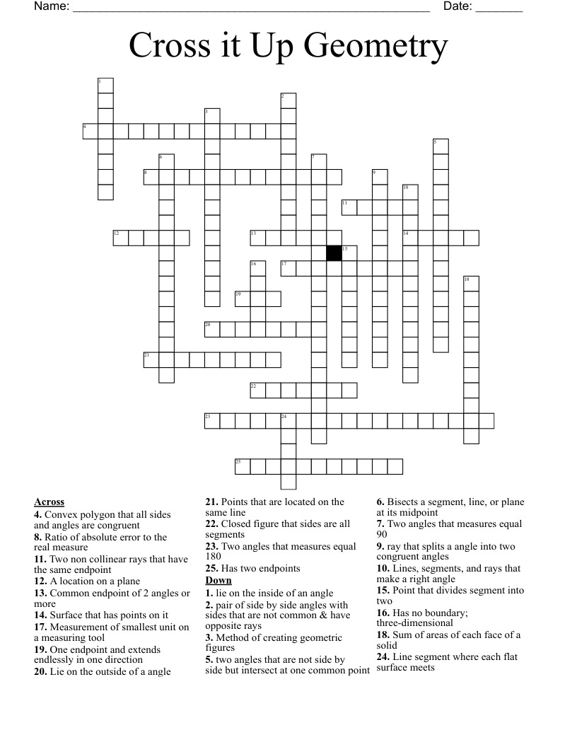 Cross it Up Geometry Crossword