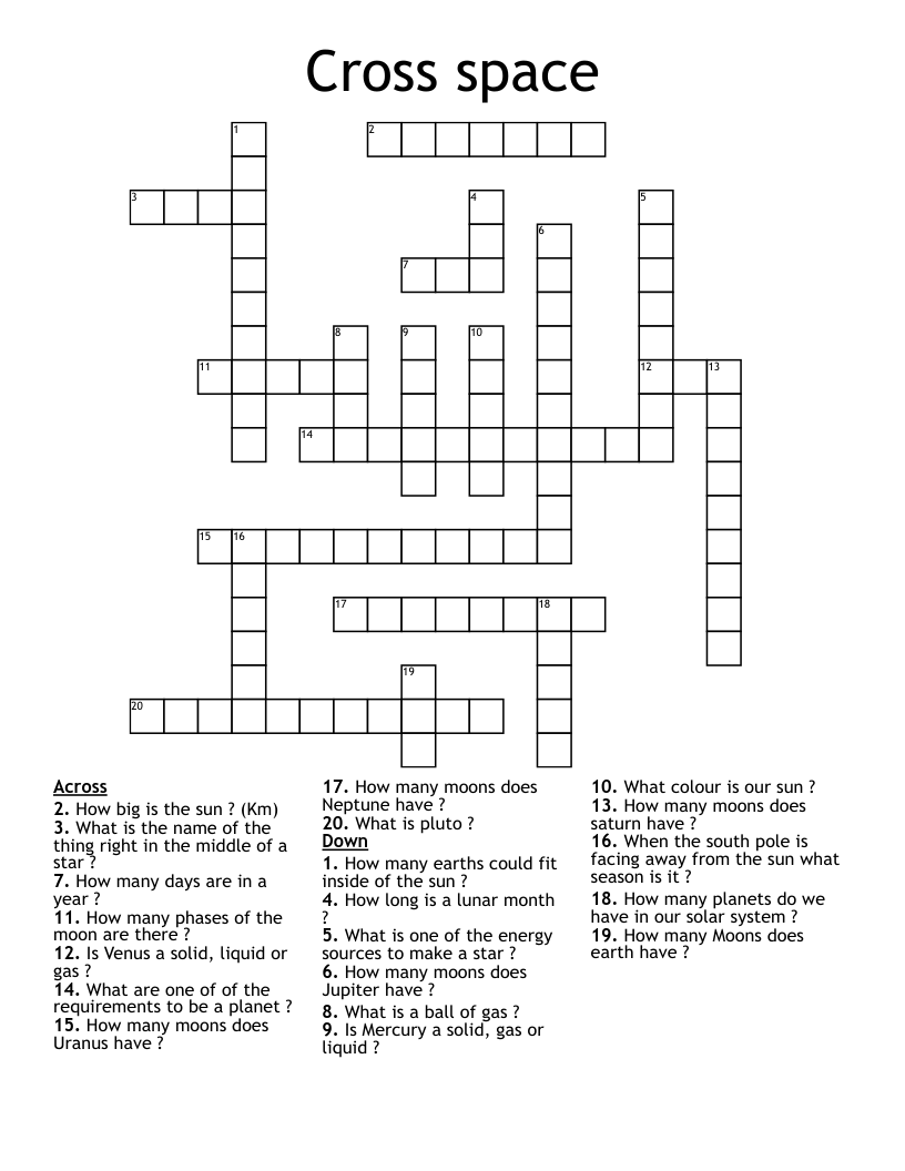 Cross space  Crossword