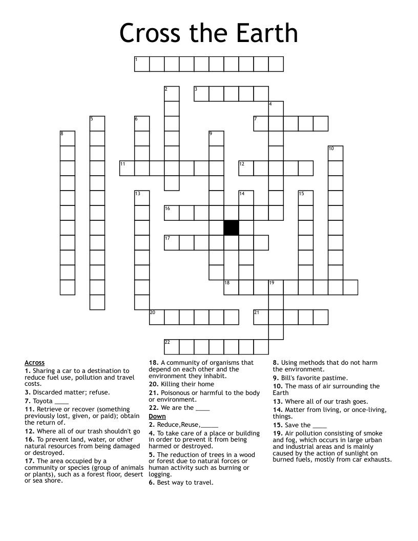 Cross the Earth Crossword