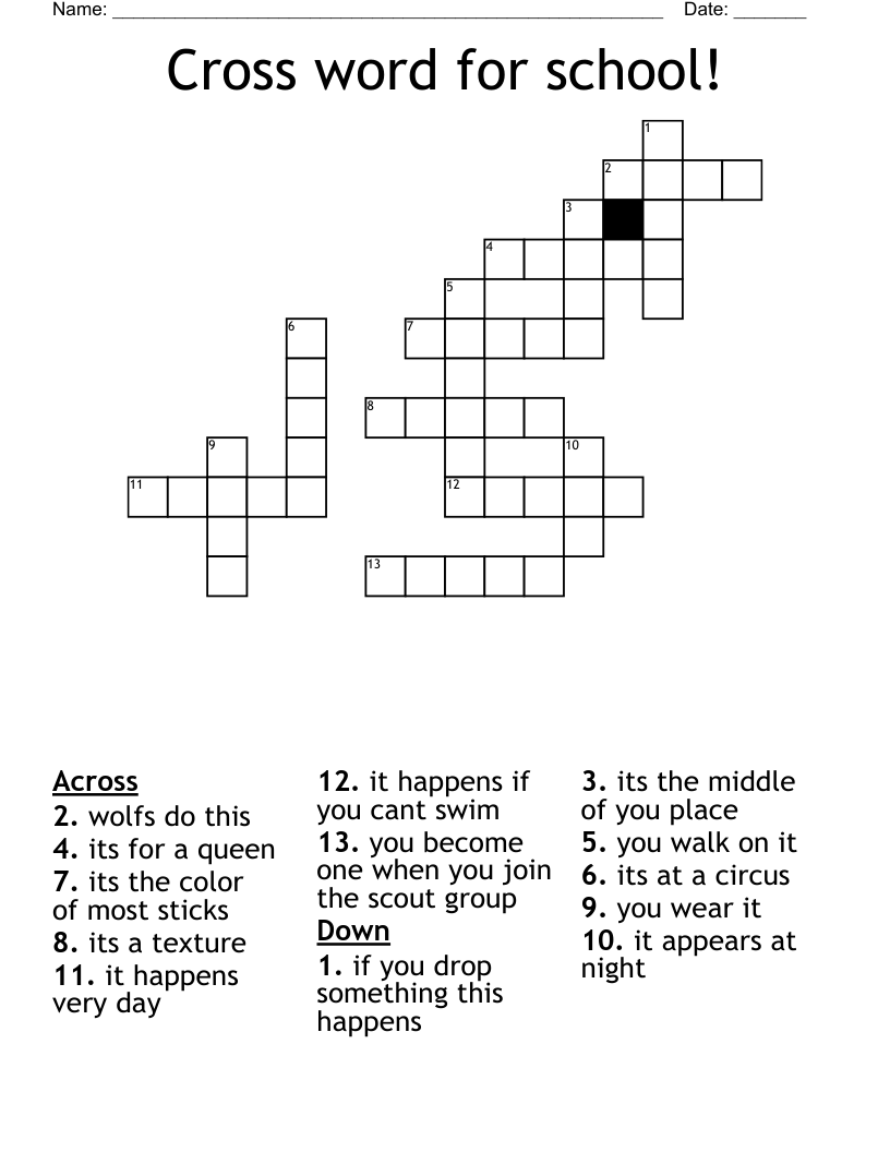 Cross word for school!