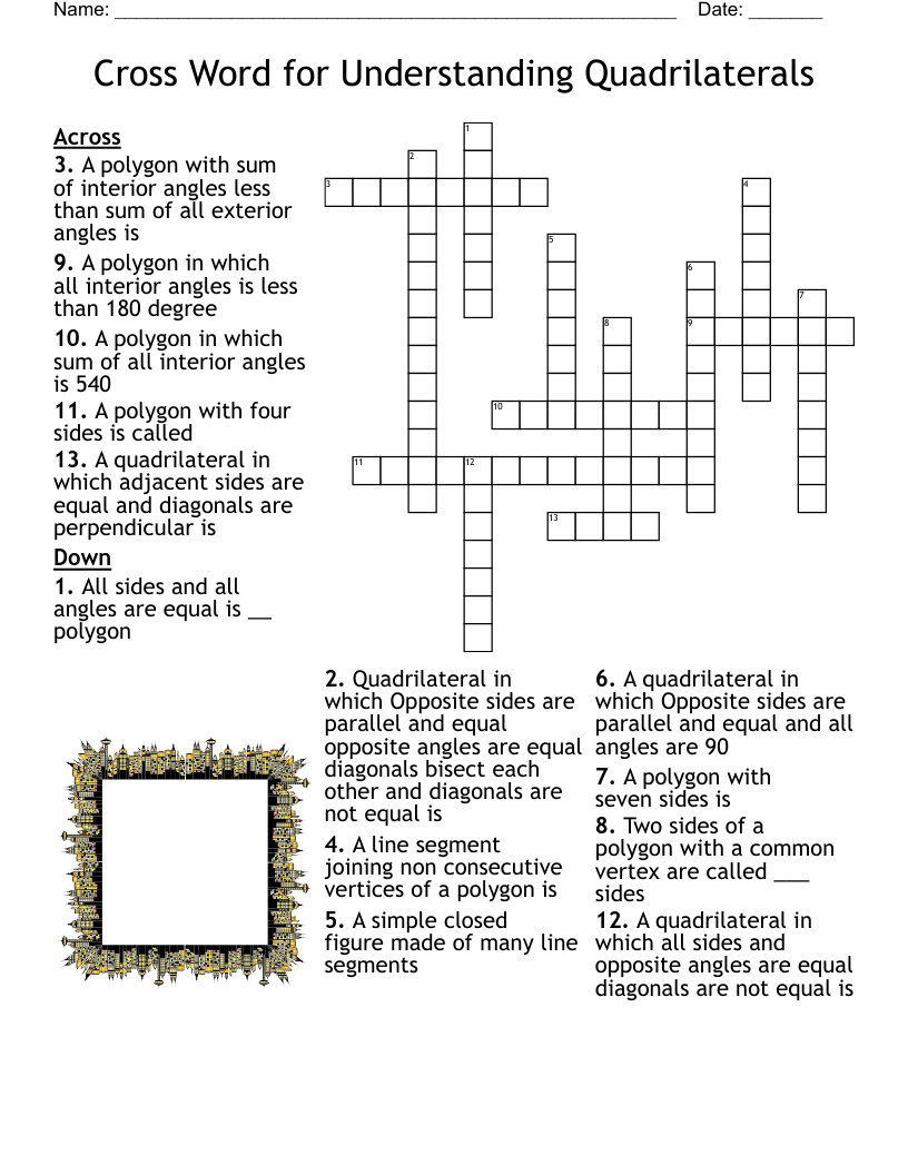 Cross Word for Understanding Quadrilaterals