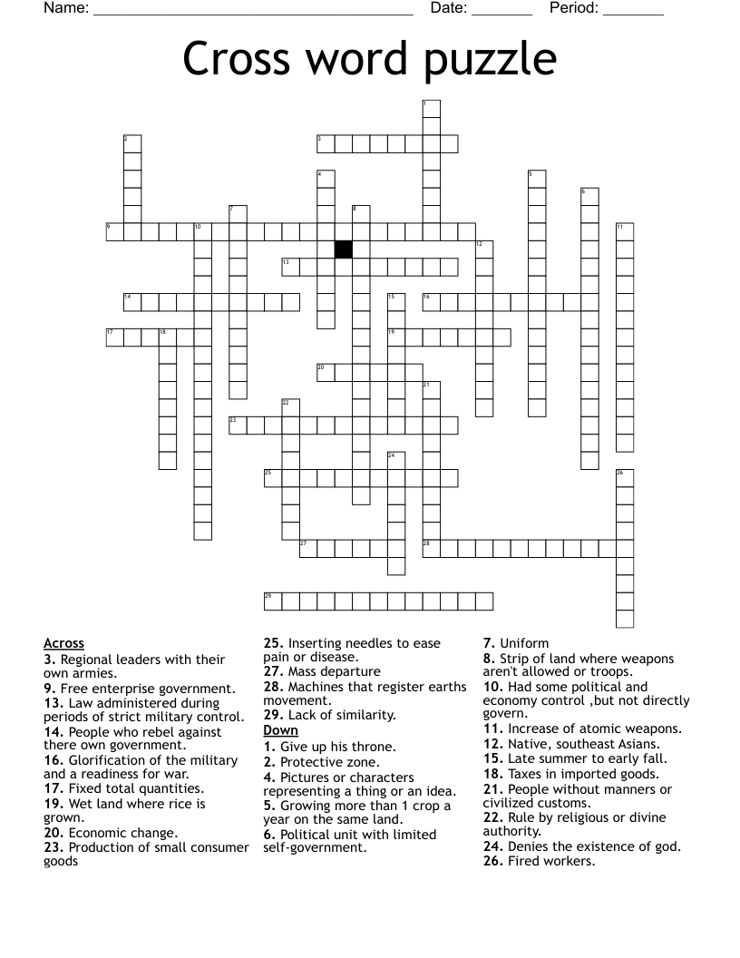 Cross word puzzle 