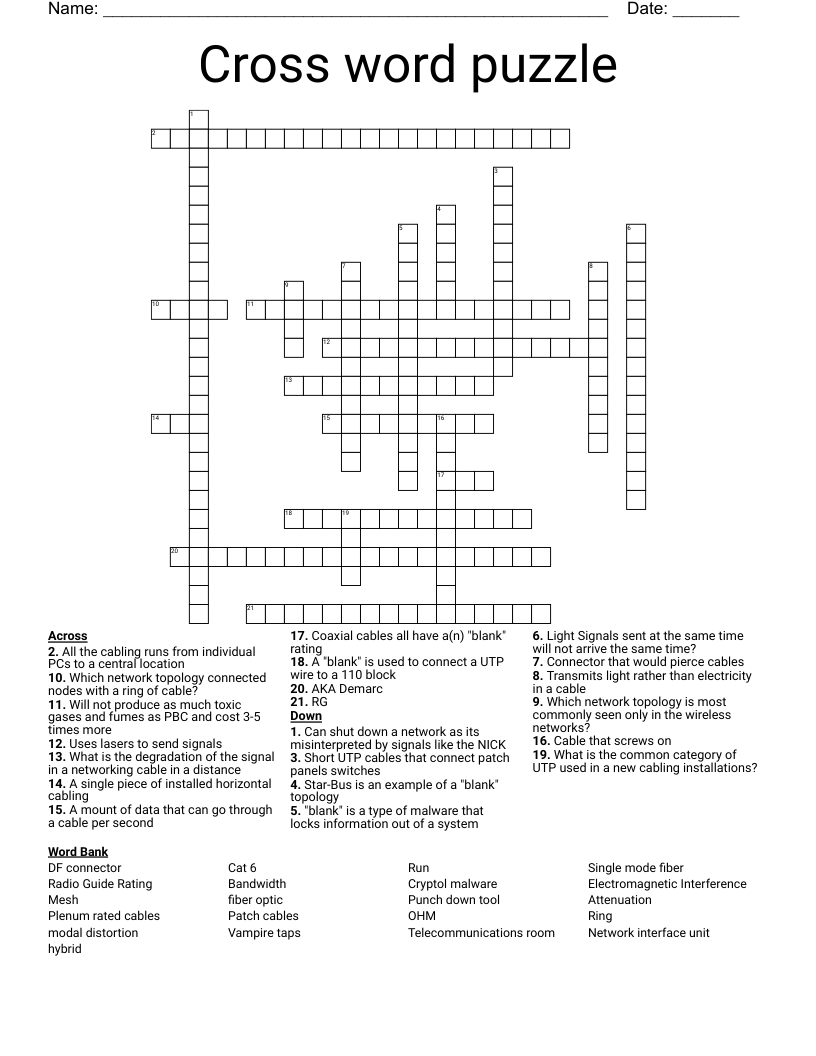 Cross word puzzle 
