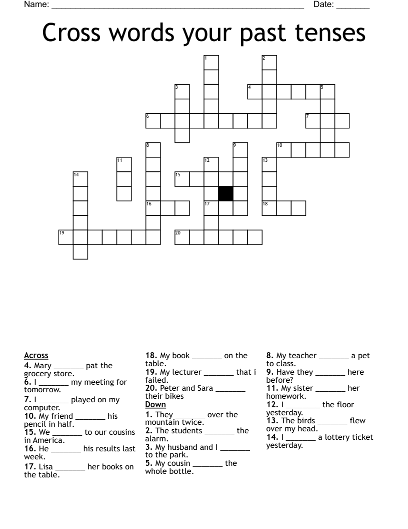 Cross words your past tenses