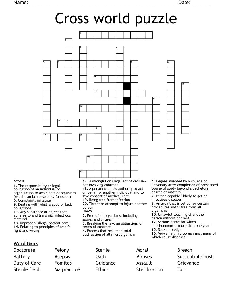 Cross world puzzle  Crossword