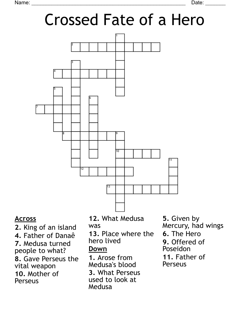 Crossed Fate of a Hero Crossword