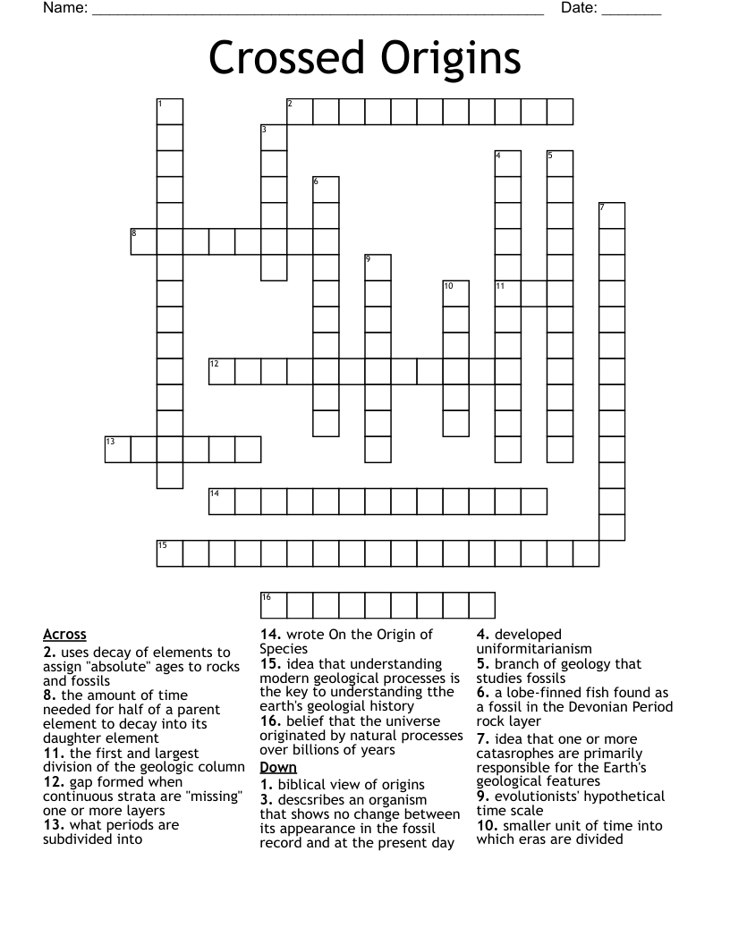 Crossed Origins Crossword