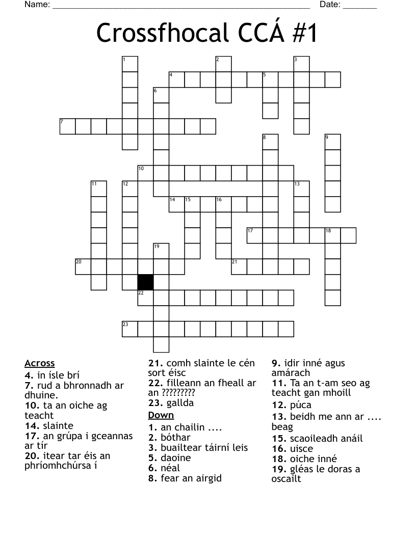 Crossfhocal CCÁ #1 Crossword