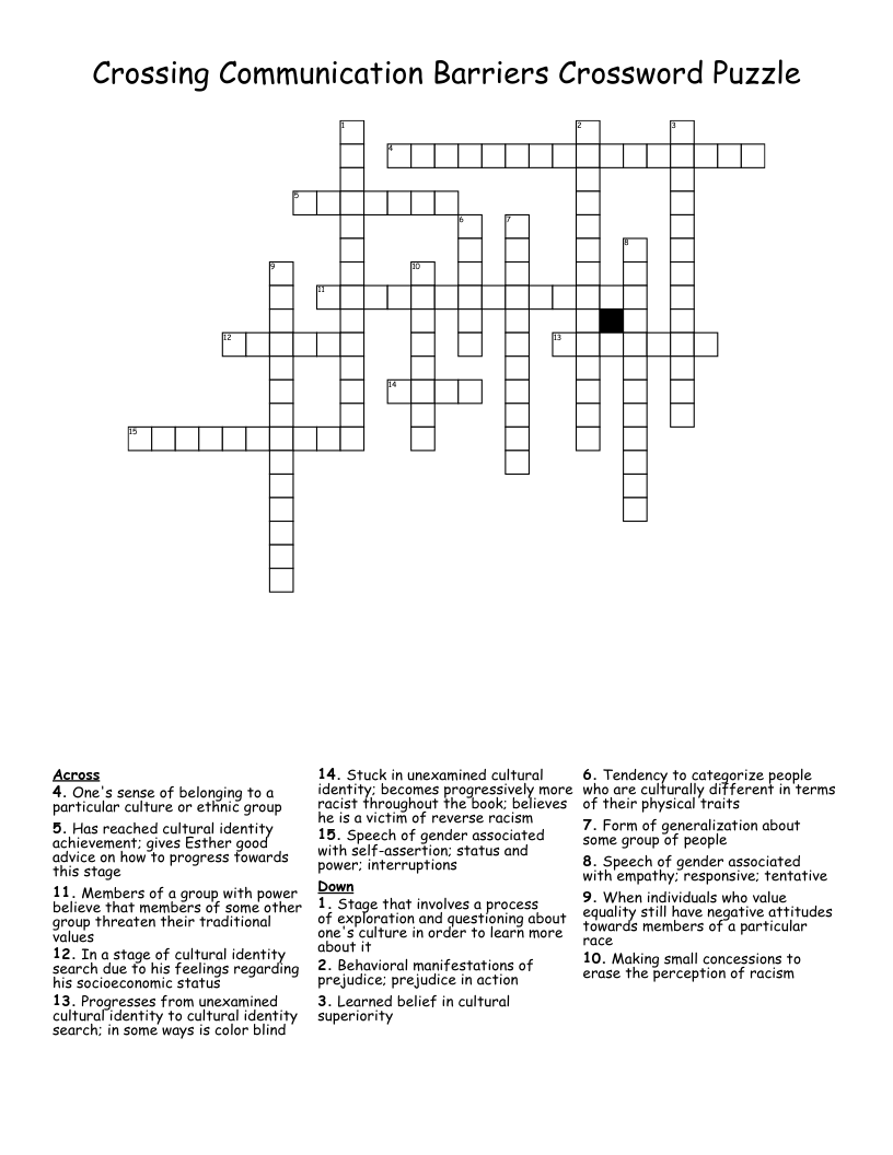 Crossing Communication Barriers Crossword Puzzle