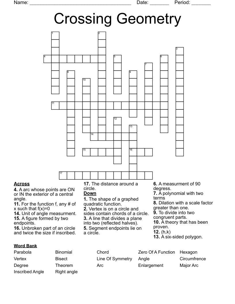 Crossing Geometry Crossword