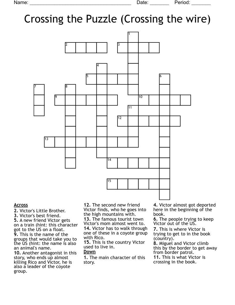Crossing the Puzzle (Crossing the wire) Crossword