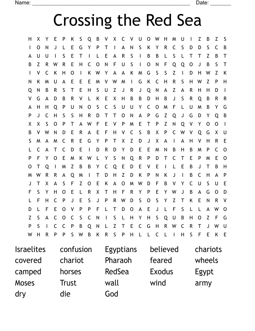 Crossing the Red Sea Word Search