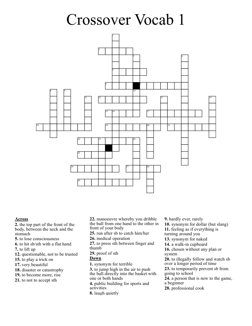 Crossover Vocab 1 Crossword