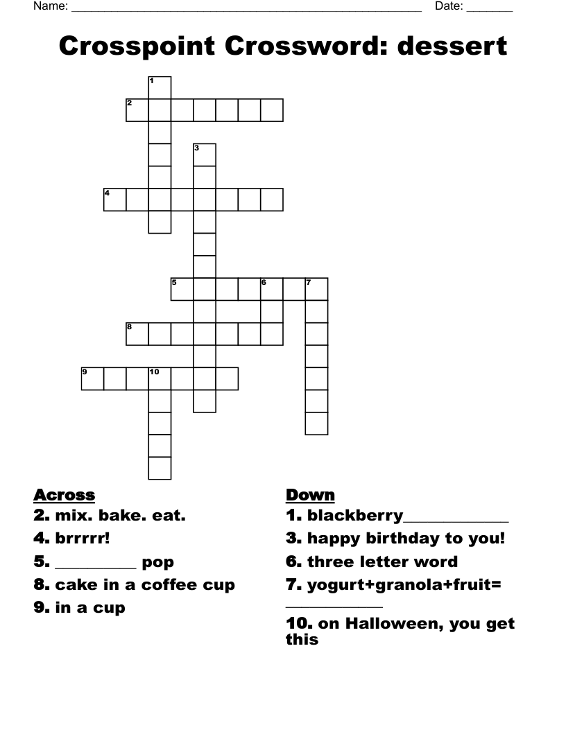 Crosspoint Crossword: dessert