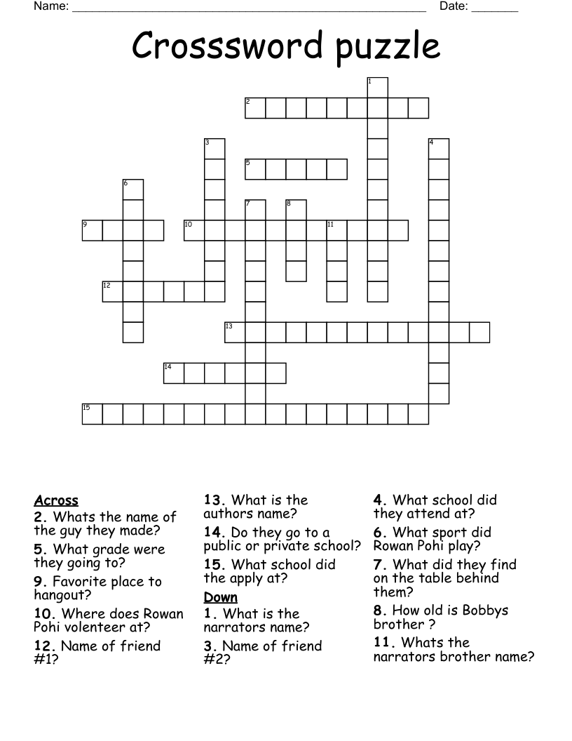 Crosssword puzzle Crossword