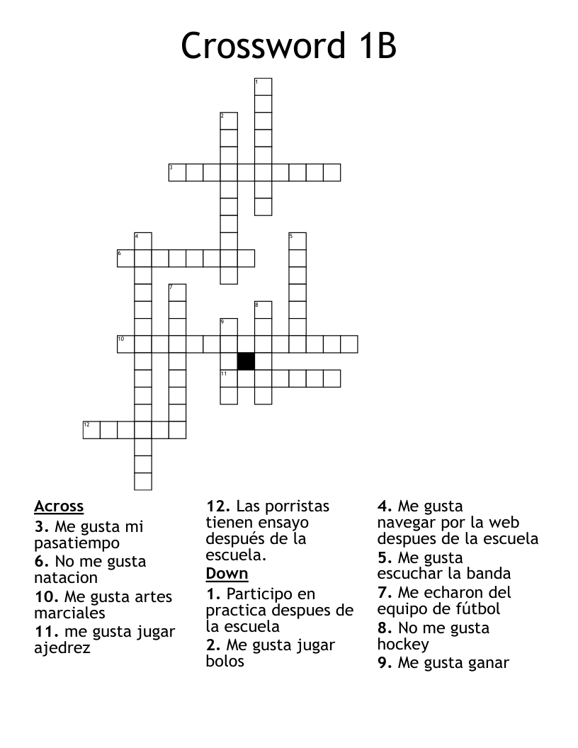 Crossword 1B