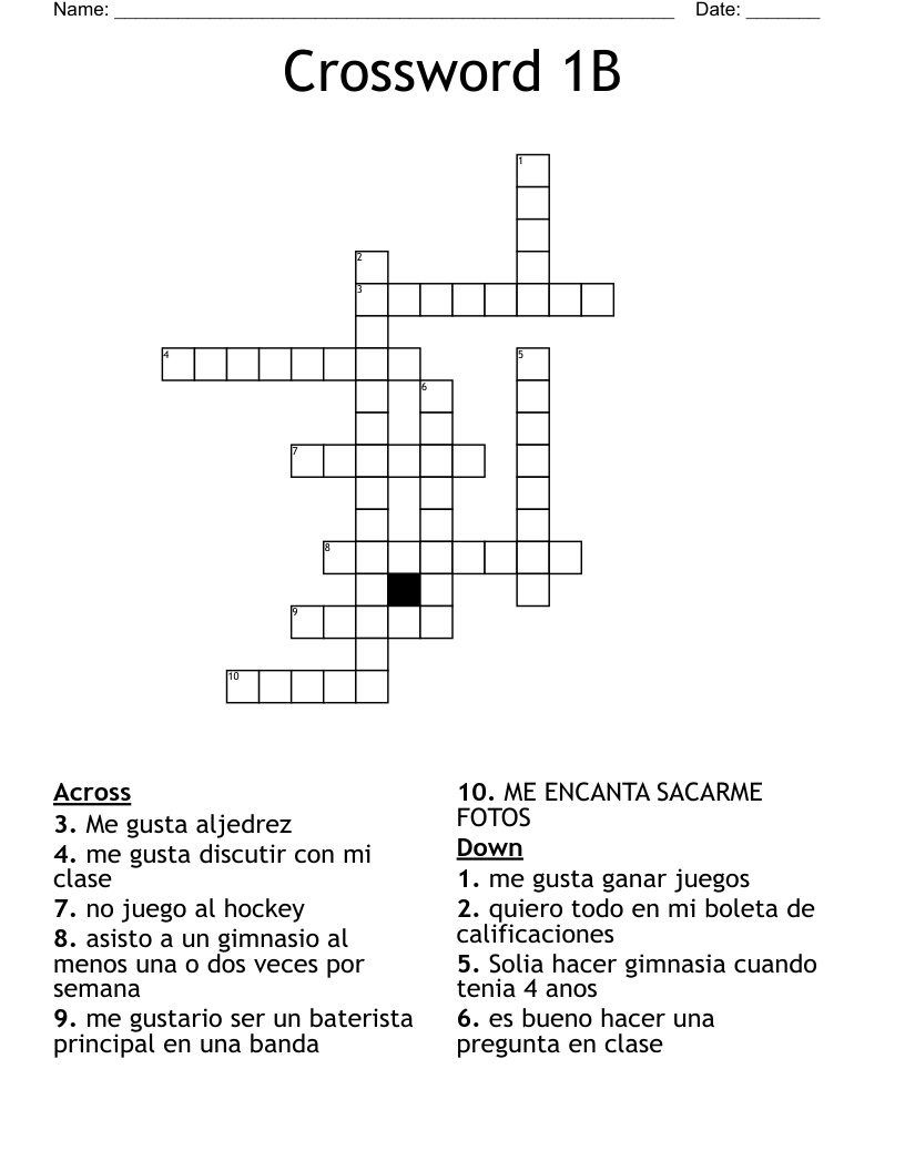 Crossword 1B
