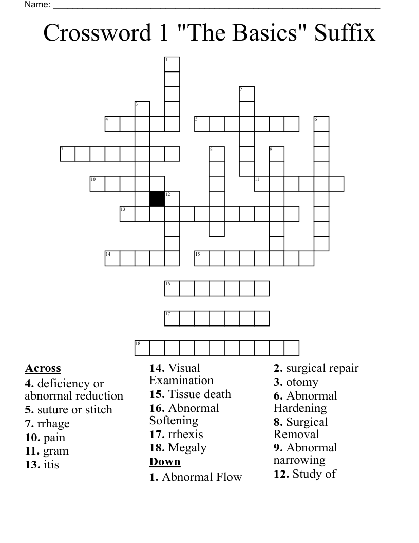 Crossword 1 "The Basics" Suffix